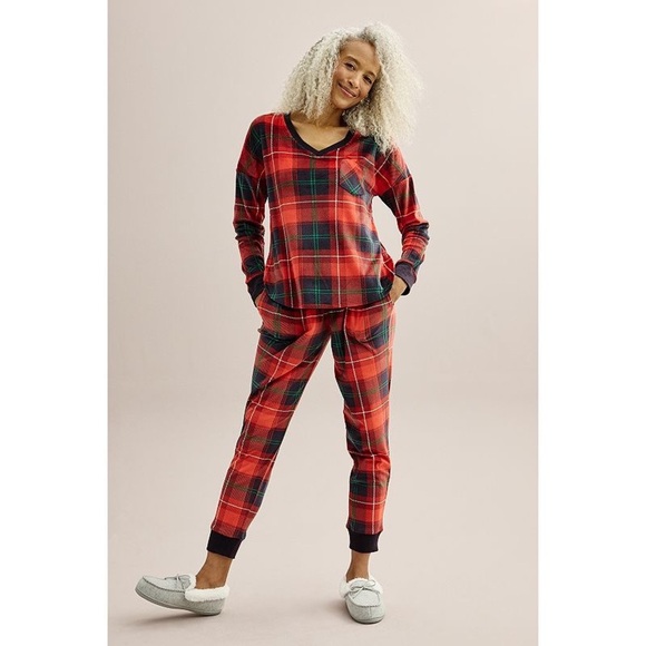 New Cuddl Duds Velour Fleece Pajama Top & Banded Bottom Pajama Pants Sleep Set - Picture 1 of 10
